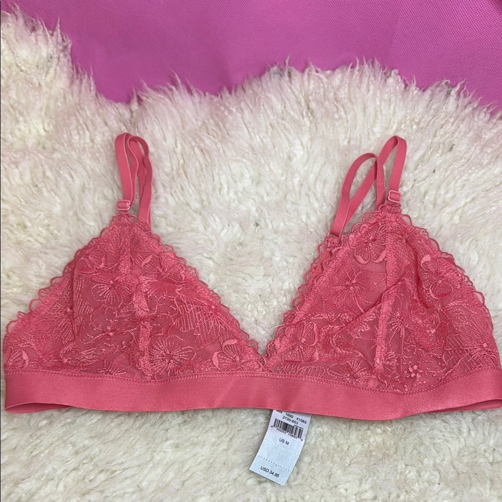 American Eagle Aerie Lace Bralette in Coral Pink NWT medium